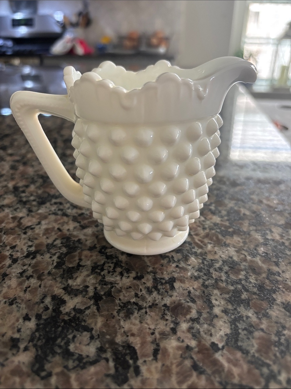 White Hobnail Milk Glass Creamer Pitcher - Classic Dinnerware